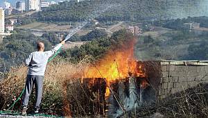 Anız yangını hızla yayıldı