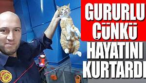 Duvarda sıkışan kediyi itfaiye kurtardı 