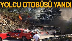 Datça'da seyir halindeki otobüs yandı 