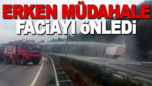 LPG yüklü tanker duvara çarptı erken müdehala hayat kurtardı 