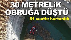 30 metrelik obruğa düşen tilki kurtarıldı 