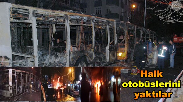 Halk otobüsünü molotof kokteyli atıp yaktılar
