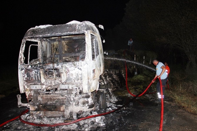Iğdır’da PKK’lılar Ot Balyası Yüklü Tır’ı Ateşe Verdi