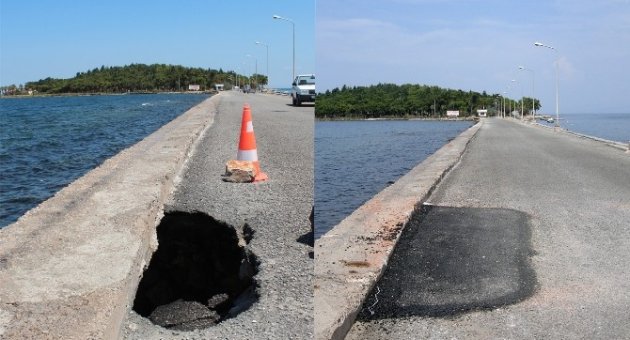 Karantina Adası Yolundaki Kazaya Davetiye Çıkaran Çukurlar Kapandı