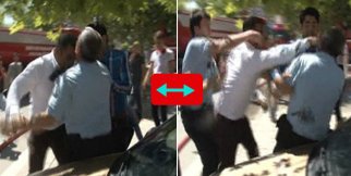 Polise önce kafa sonra yumruk attı 